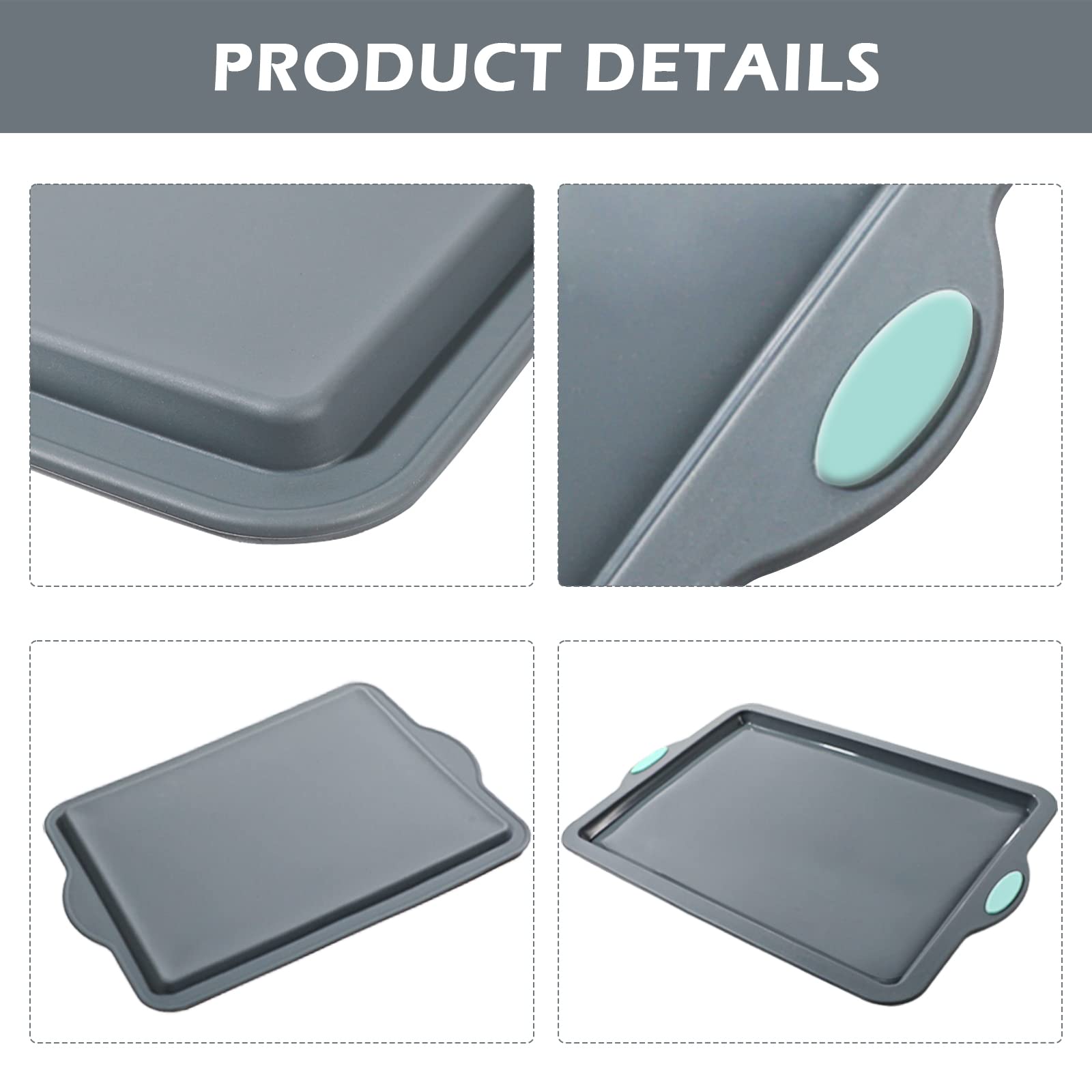 Webake Juego de 2 moldes rectangulares de silicona para tartas, moldes rectangulares de silicona para hornear
