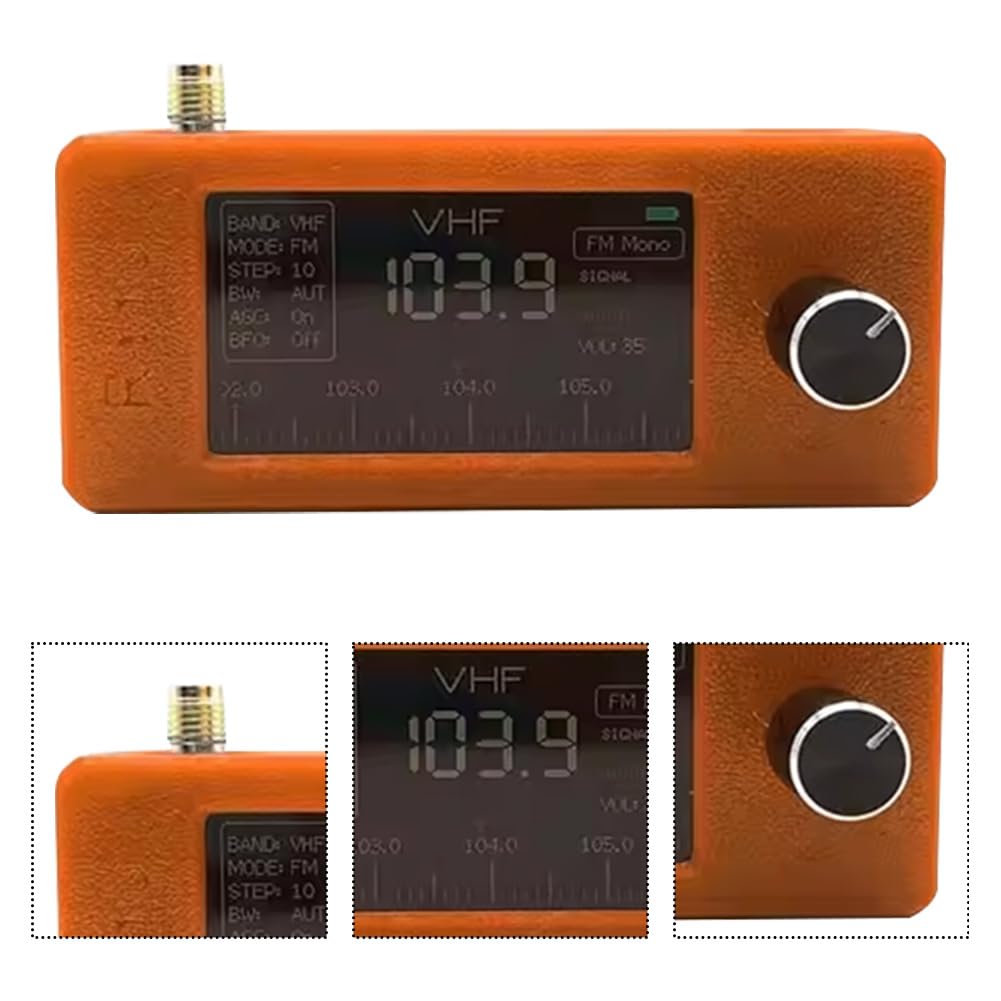 SI4732 - Mini radio de bolsillo de 0,5-108 MHz HF SW MW VHF receptor de radio de todas las bandas, LSB USB AM FM pantalla de 1.9 pulgadas con 2 antenas