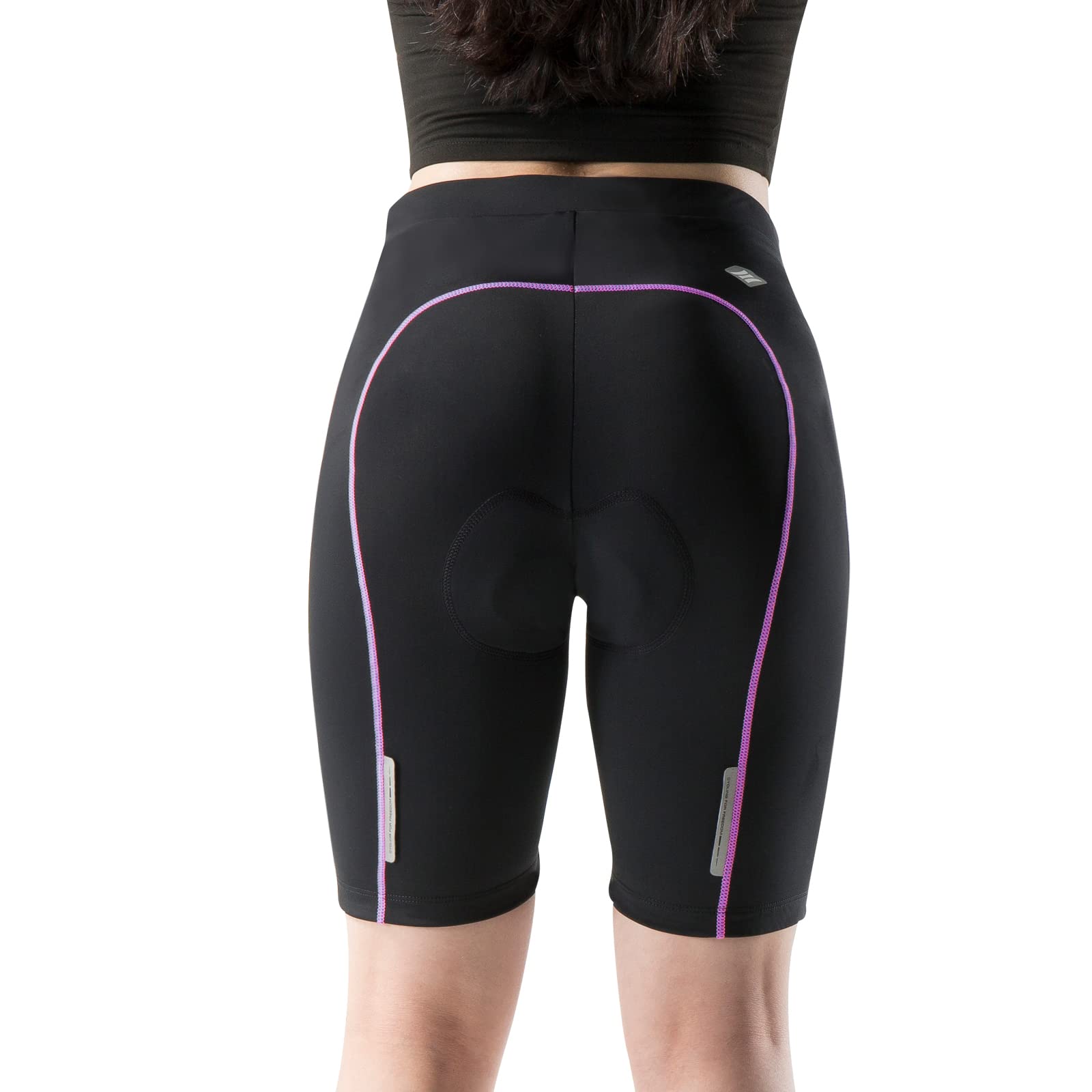 Santic Culotte Cycliste Femme Courte à Doublure 3D Poches Latérales Pratiques UPF 50+ Tissu Antibactérien à Séchage Ultra-Rapide