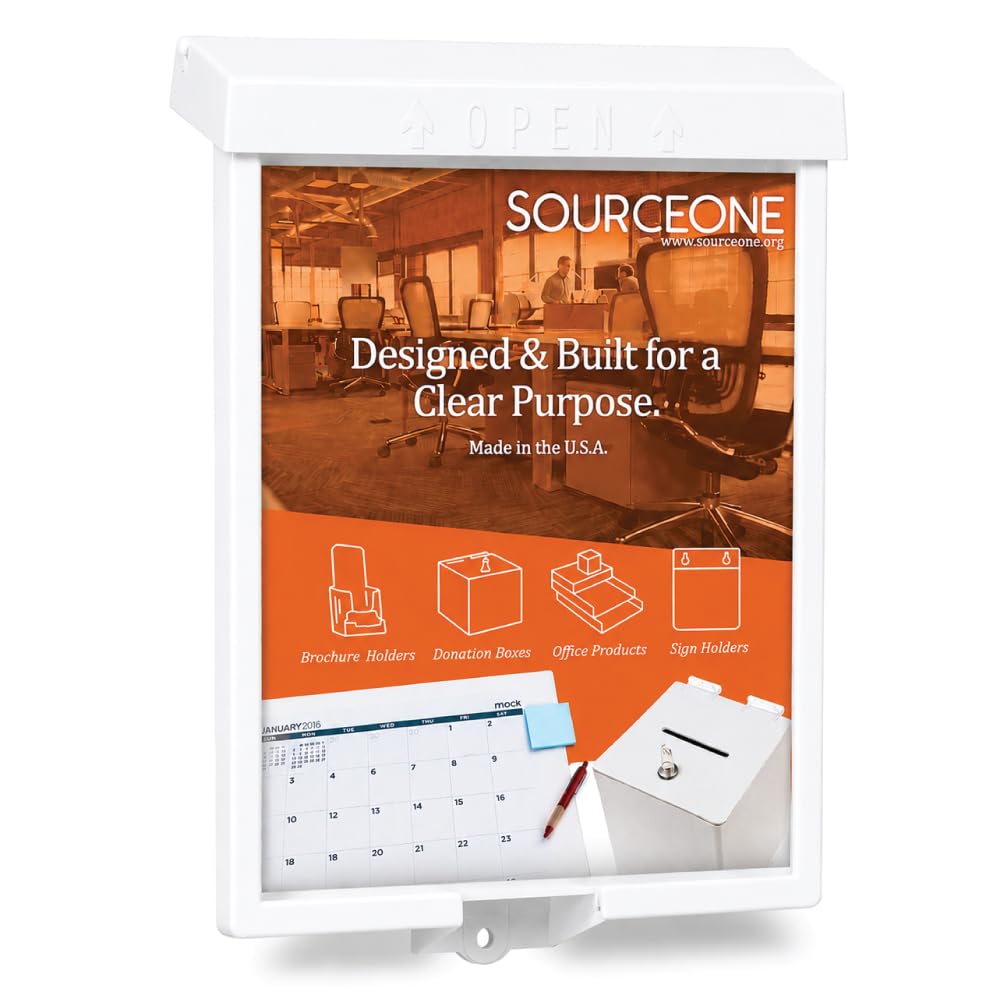 SourceOne 8.5 "x 11" al aire libre de bienes raíces estilo folleto soporte con tapa – color blanco – resistente a los rayos UV