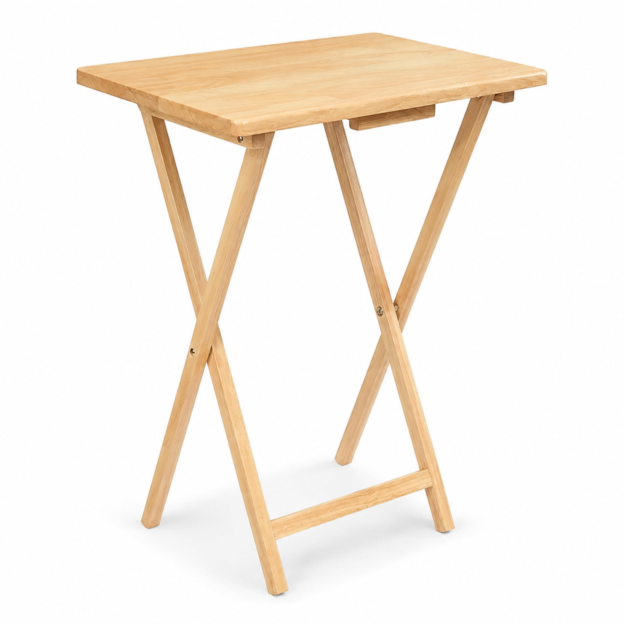Solid Folding Wood TV Tray Table - Natural 66cm Snack Laptop Sofa Table