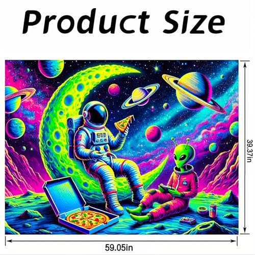Image of Nuxovilar Neon Astronaut Wall Tapestry Polyester 78.74x59.05 In | Glow Poster Trippy Wall Art Space Decor UV Backdrop Bedroom Game Room Lounge Space Room Area (Astronaut Motif)