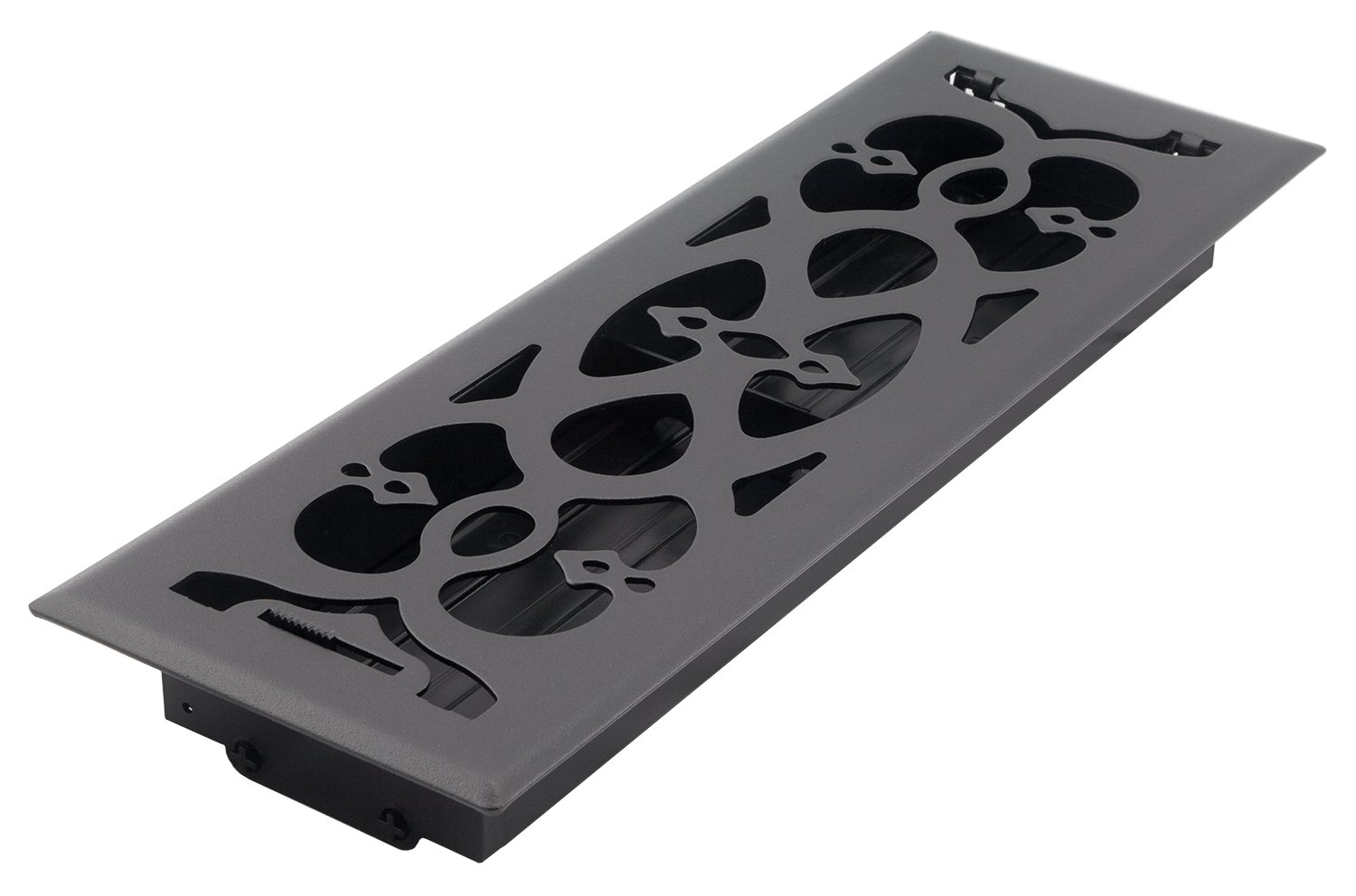 Accord AMFRBLV414 Floor Register with Victorian Design, 4-Inch x 14-Inch(Duct Opening Measurements), Matte Black