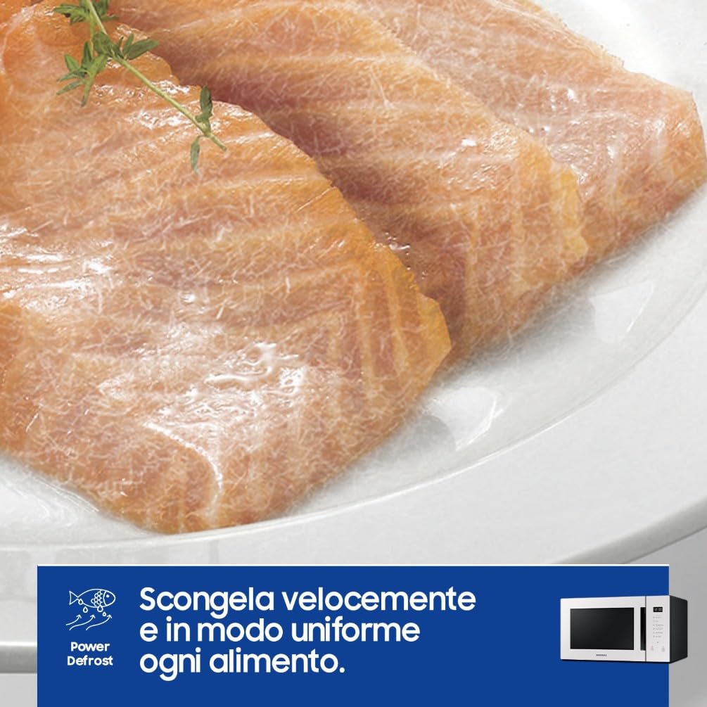 Samsung Forno a Microonde Glass Design Cottura Sana, MG30T5018UE, Vapore, Cottura Automatica, Microonde + Grill 900 W + 1500 W, 30 L, LxAxP: 52 x 30 x 42,5 cm, Porcellana