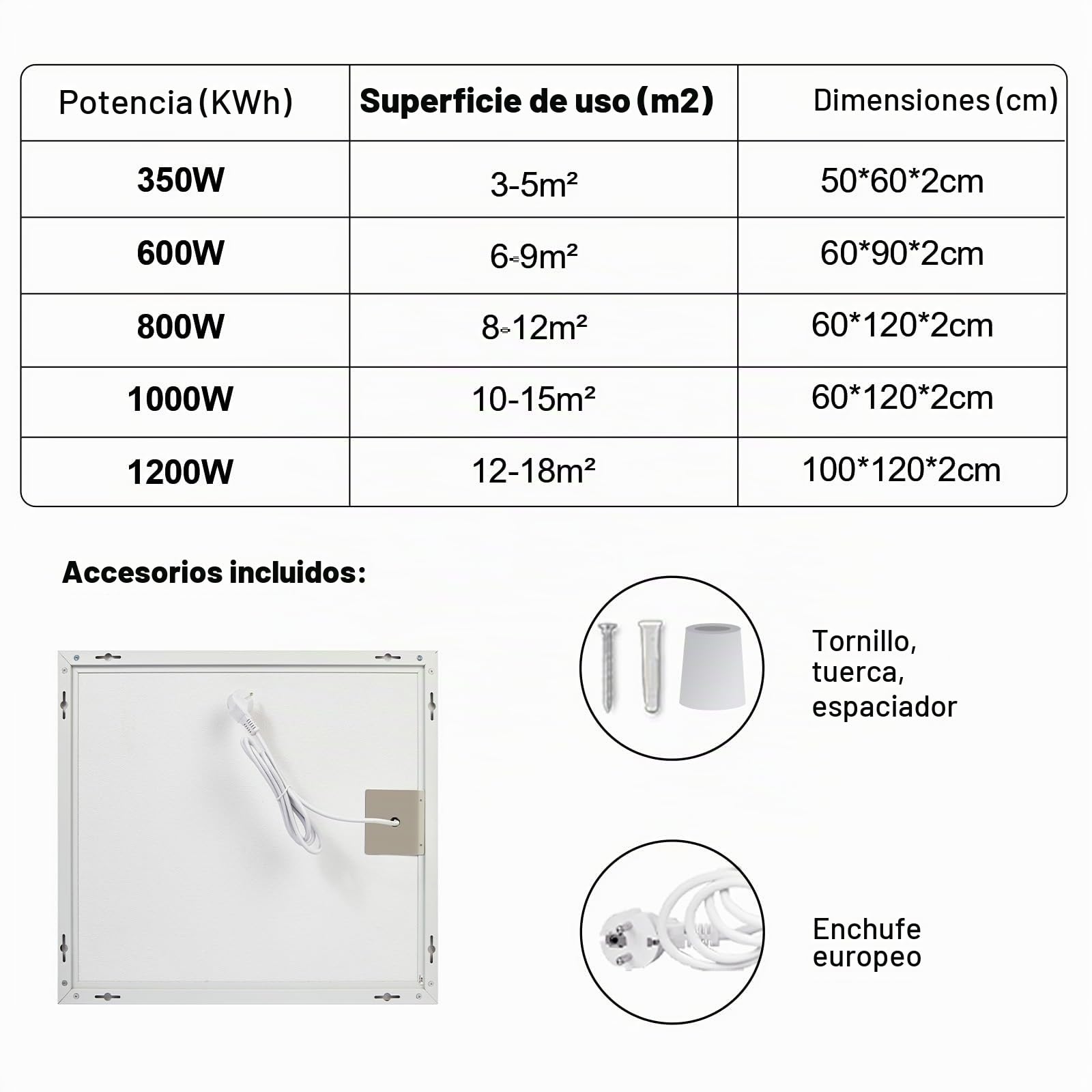 Calefacción por infrarrojos 600 W, calefacción eléctrica de pared de bajo consumo con protección contra sobrecalentamiento, radiador silencioso para exterior, dormitorio y oficina