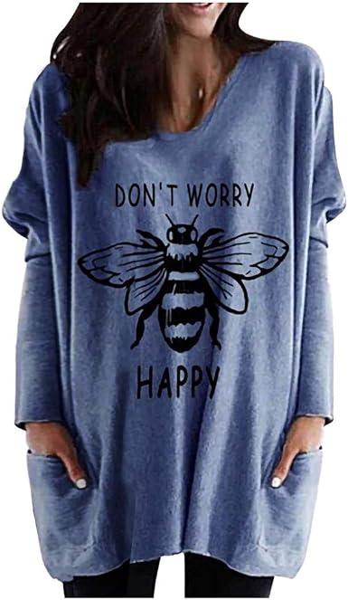 Bee Pullover Top Sleeve Round Sweater 