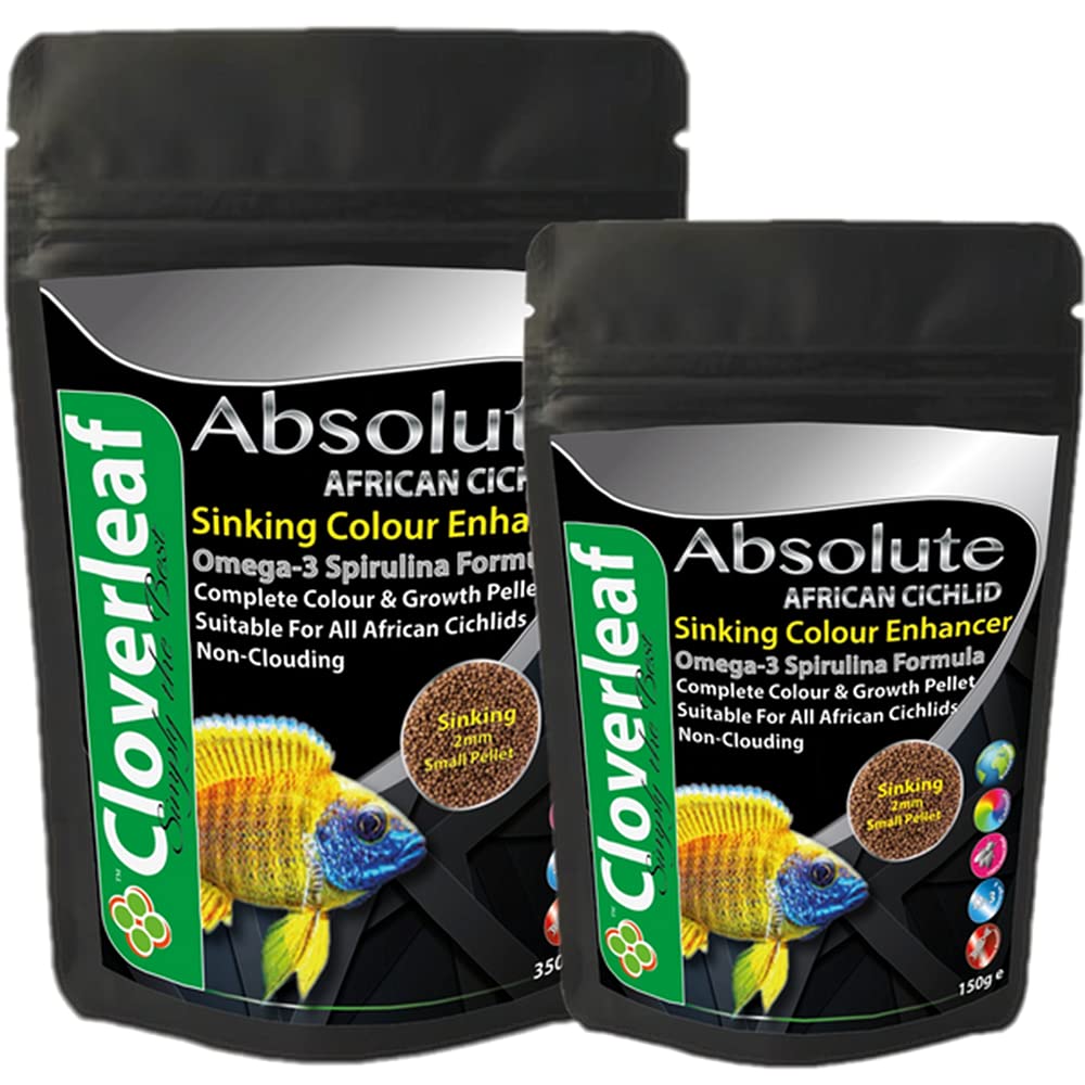 Cloverleaf 150g Absolute African Cichlid 54% Protein Colour Enhancing Sinking Pellets Food