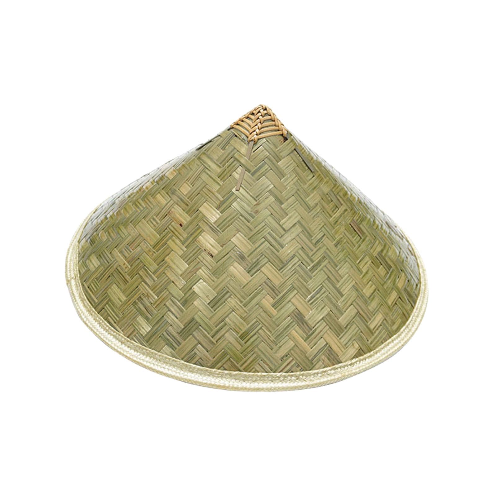 MYADDICTION Bamboo Hat Wide Brim Sunhat DIY Crafting Oriental Hat for Garden DIY Farming 42Cm for Adults Green