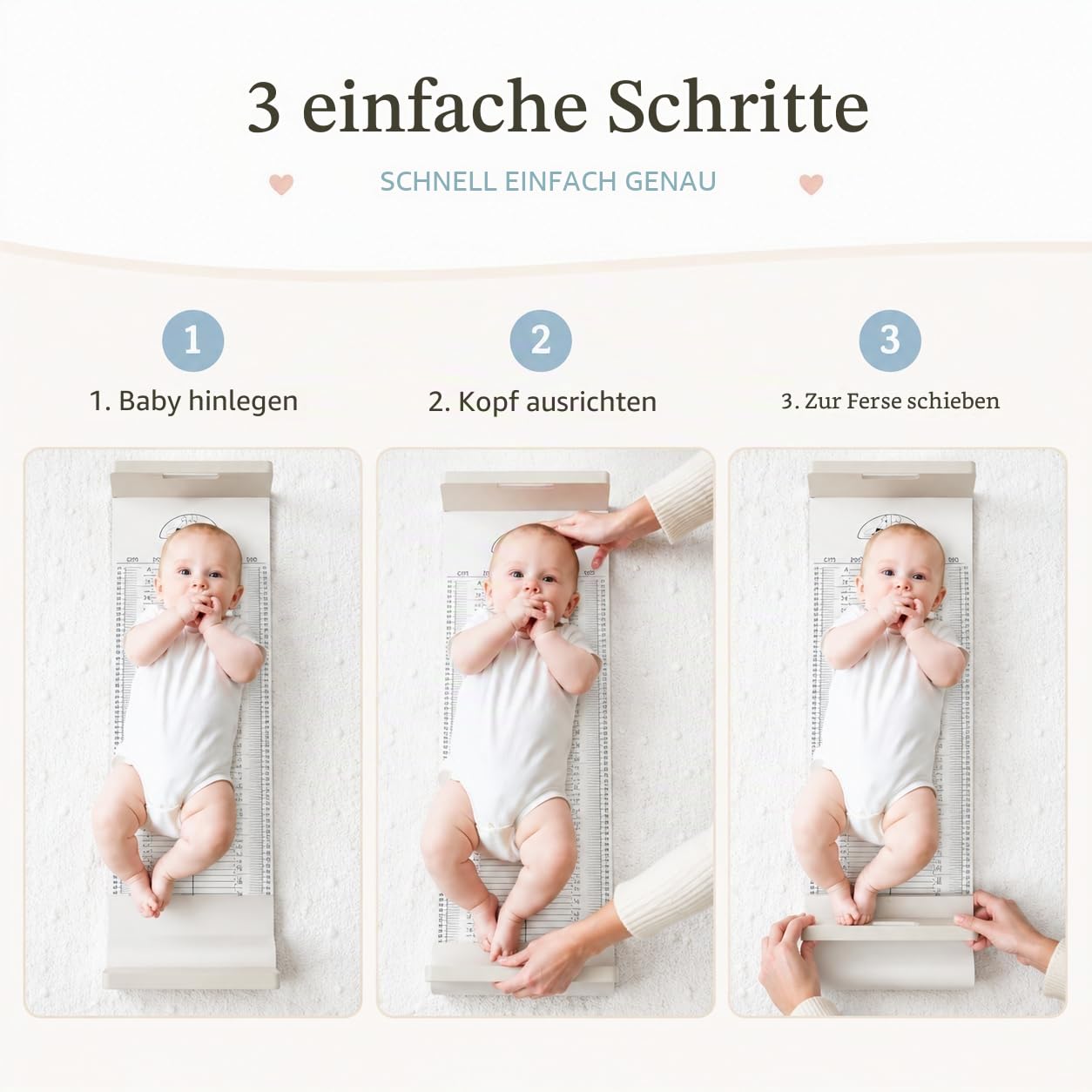 Medarchitect Messmatte für Baby Infantometer Höhenlineal, Kleinkind Baby Wachstumslineal Hautfreundlich Waschbar Infantometer Messlatte Babies, Kleinkinder, Genaue Messung – Weiß