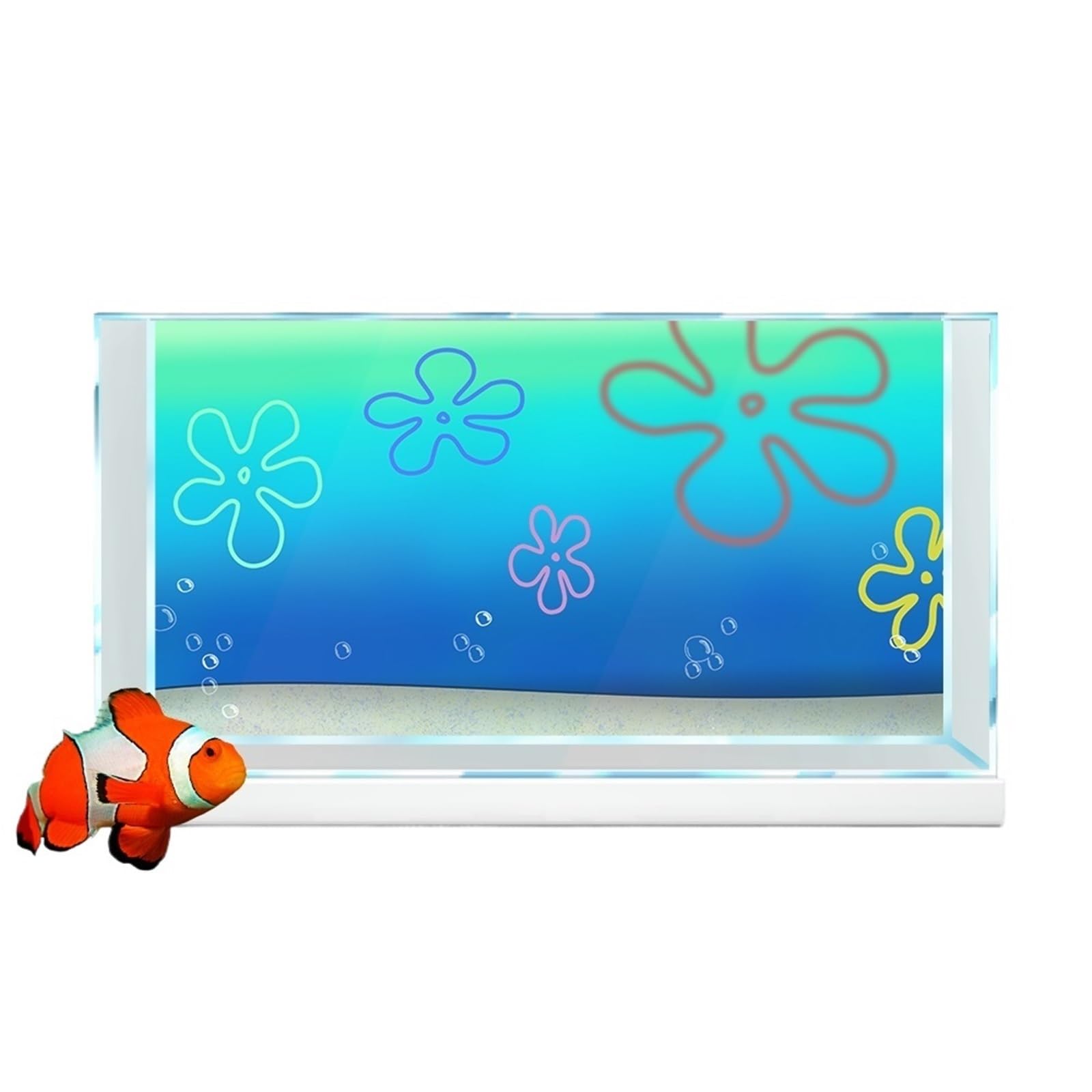 OJEVMLFVQ Aquarium Background Cartoon Aquarium Background Sticker (41x31cm) Printing Wallpaper Fish Tank PVC(White)