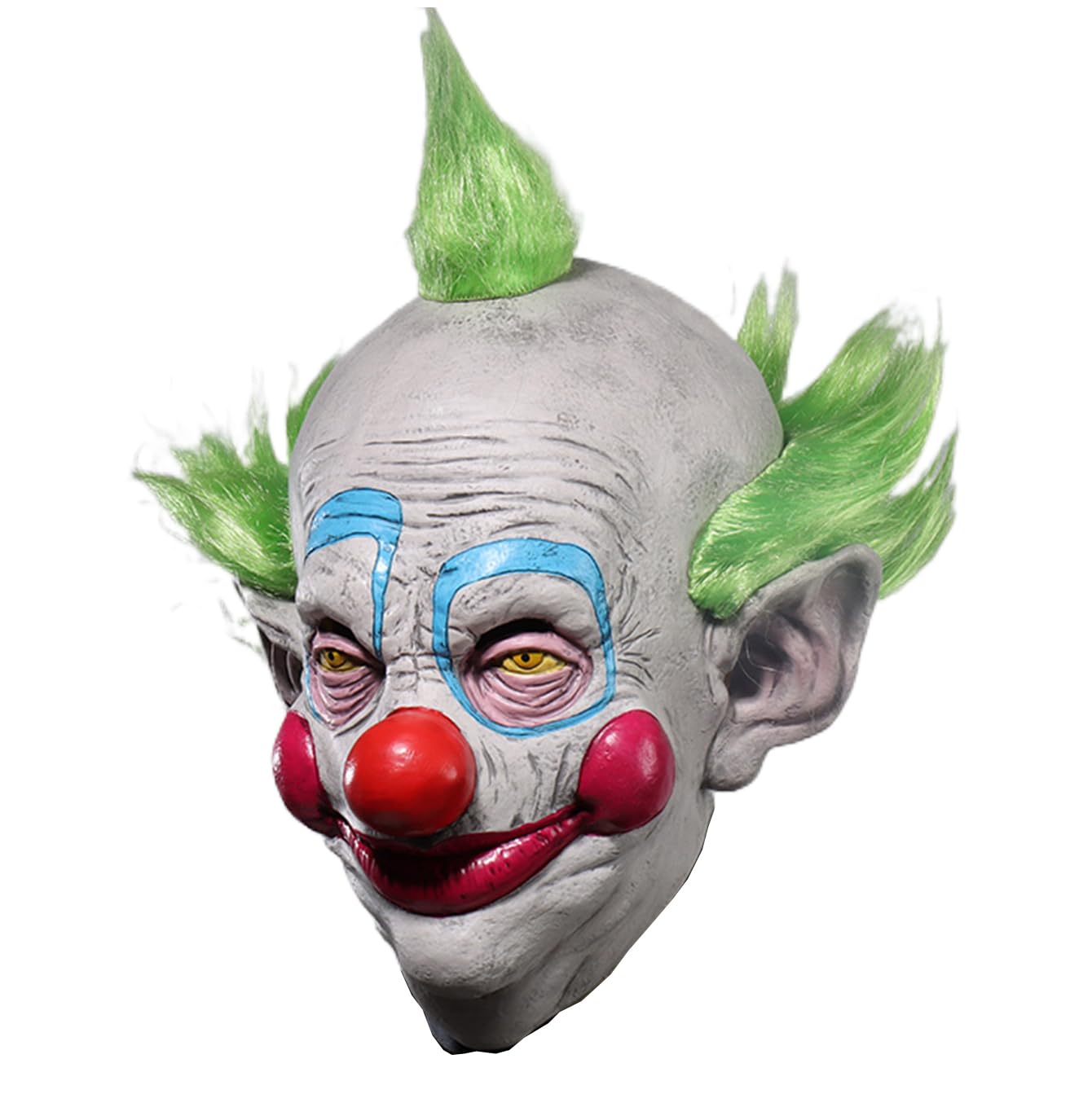 eLymwoo Spooky Killer and Clown Mask with Vibrant Hair for Halloween Cosplay - Red or Green Haired Klowns Outer Space Design (Green Hair)