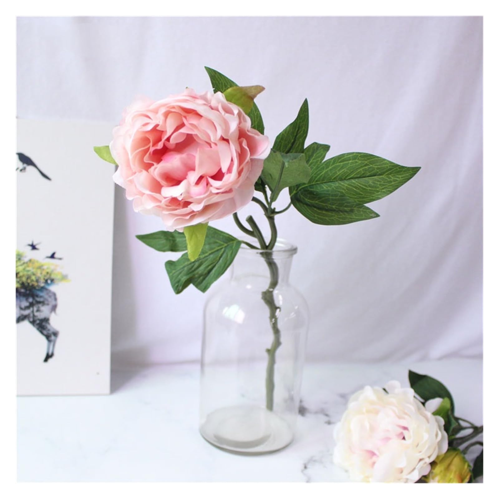 Fiori Artificiali Bouquet di Fiori da Sposa Fiore di peonia di Seta Artificiale Rosa Bianco Decorazione for la casa Fai da Te centrotavola Fiori Simulati Artificiale Falso(Dark Pink)