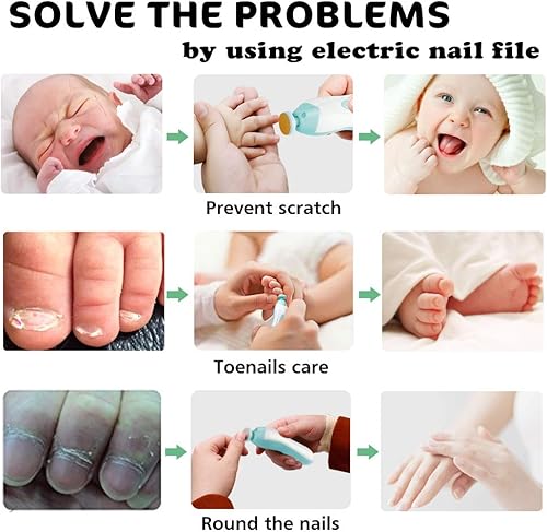 Miniatura 13 de Cortador de uñas eléctrico para bebés, lima de uñas para bebé, 20 en 1, kit de lima de uñas seguro para recién nacidos, niños pequeños o adultos,