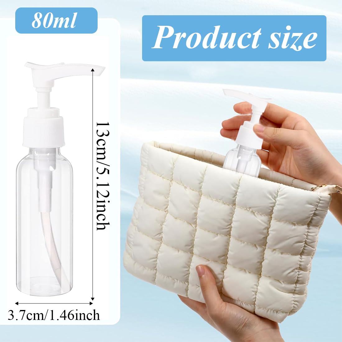 4 Pezzi Flaconi da Viaggio, 80 ml Bottiglie da Viaggio Trasparenti, Pompa da Viaggio in Plastica Dispenser, Boccette Contenitori Ricaricabile, per Cosmetici, Lozione, Bagno, Shampoo Liquidi