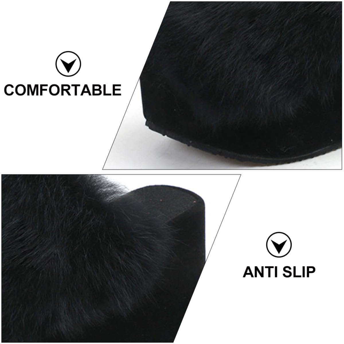 PACKOVE Pantuflas de Peluche para Mujer Suela Gruesa Negra 36