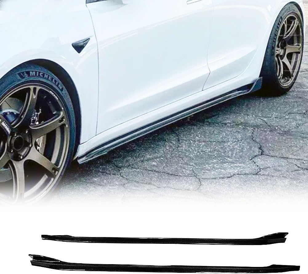 MCARCAR KIT Gloss Black Side Skirts Fits for Tesla Model 3 Sedan 2017-2022 Gloss Black Under Door Rocker Panels Valance Extension Lip Factory Outlet