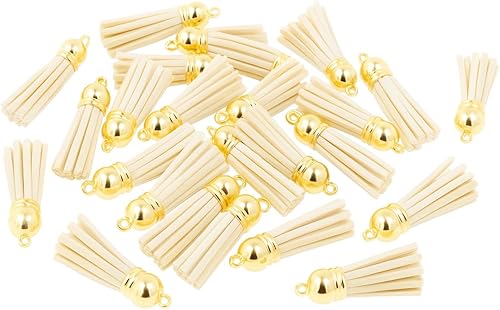 Miniatura 9 de Mandala Crafts Borla de gamuza de piel sintética con lazo para llaveros, fabricación de joyas, marcadores, libros, regalos, almohadas (amarillo, 1.5