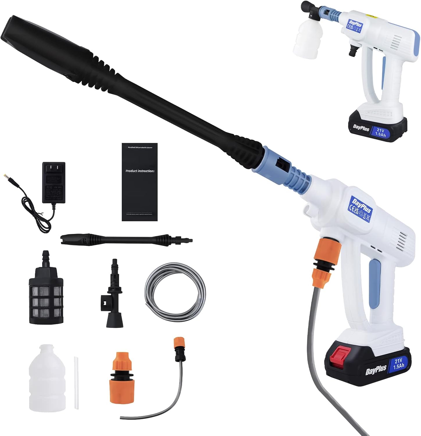 Cordless Pressure Washer Gun, 21V Electric Portable Power