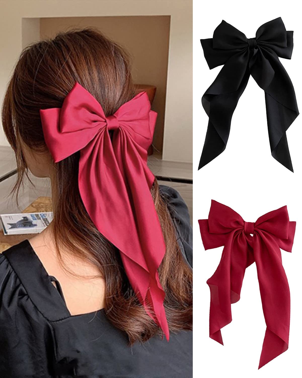 ZEVONDA Pack of 2 Big Bow Hair Clips - Image 2