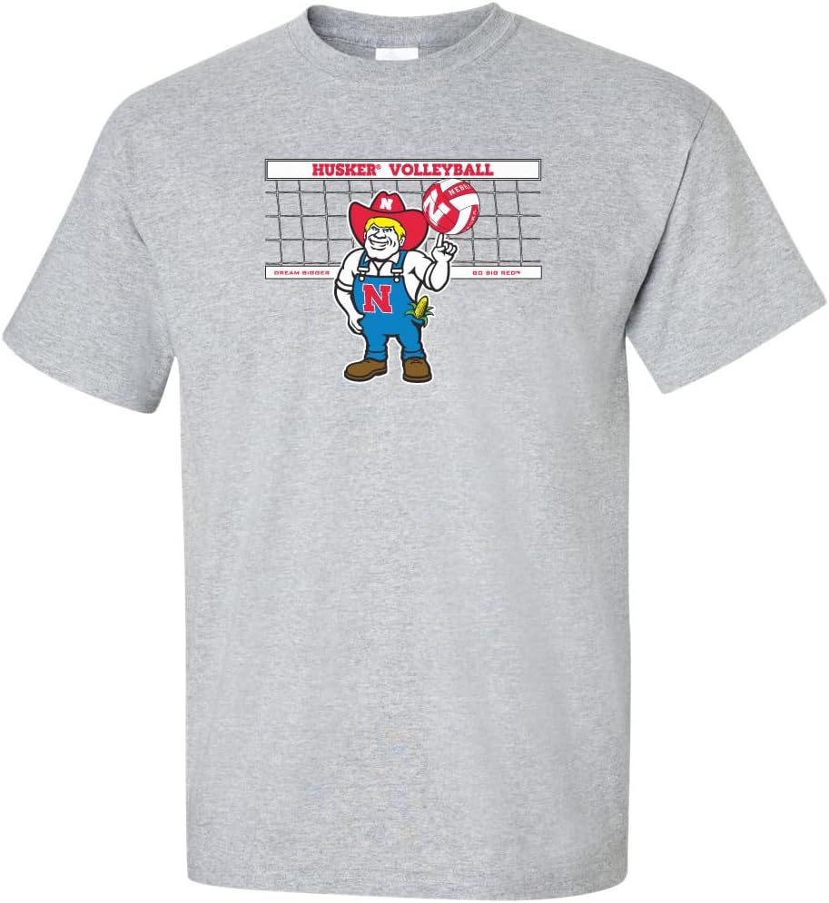 CornBorn Nebraska Huskers Volleyball Tshirt - Nebraska Volleyball Net with Herbie Husker Shirt