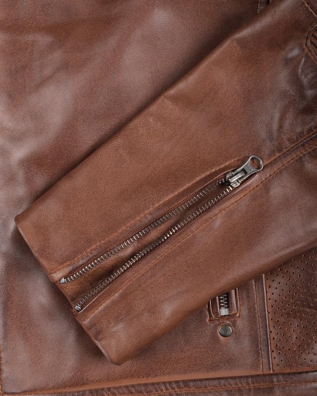 Image of Blingsoul Men's Leather Jacket - Real Lambskin Motorcycle Cafe Racer Biker Style Jacket