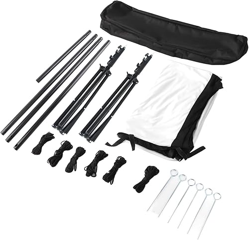 Aramox 120 Inch Projector Screen, 169 HD Anti Crease White Polyester Portable Outdoor Movie Screen with Dual Tripod for Home Theater Office