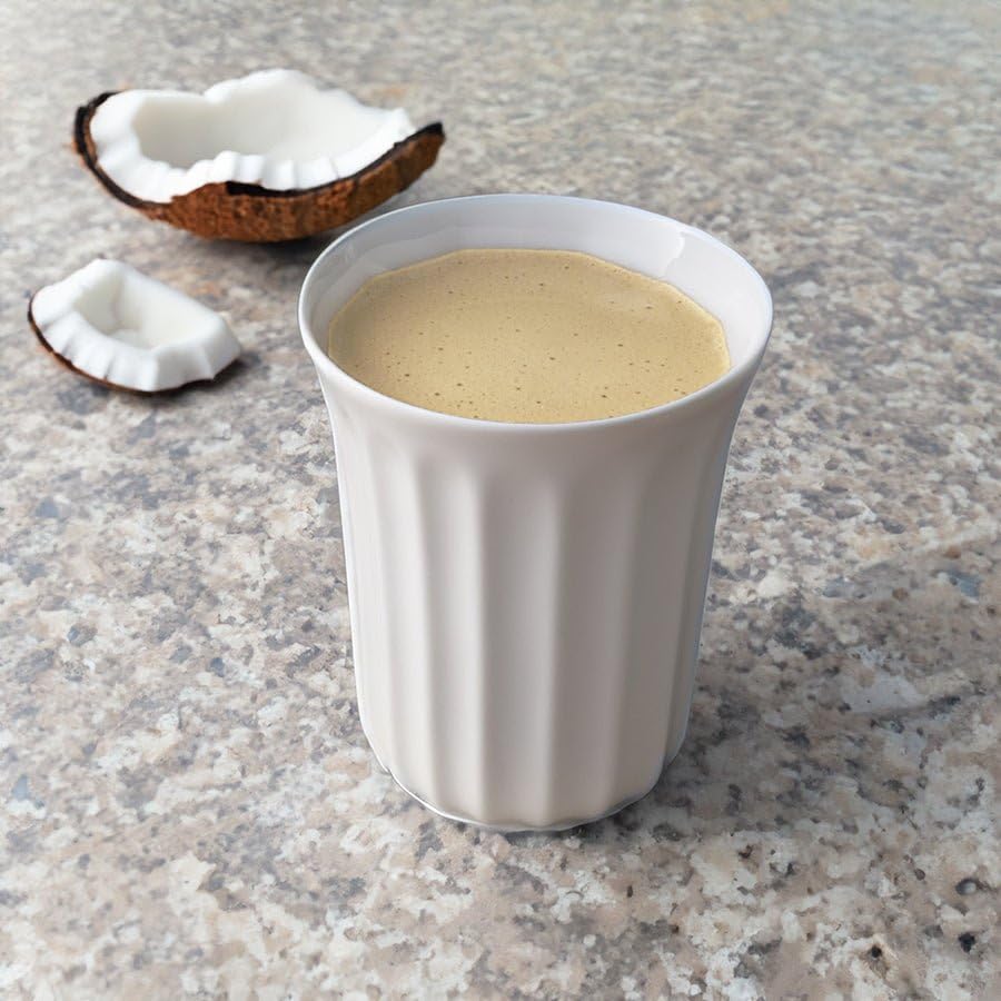 Image of Hotel Chocolat Hot Chocolate Mix - Coconut White Drinking Chocolate with Real Chocolate Flakes, 10 Servings, Gourmet Cocoa