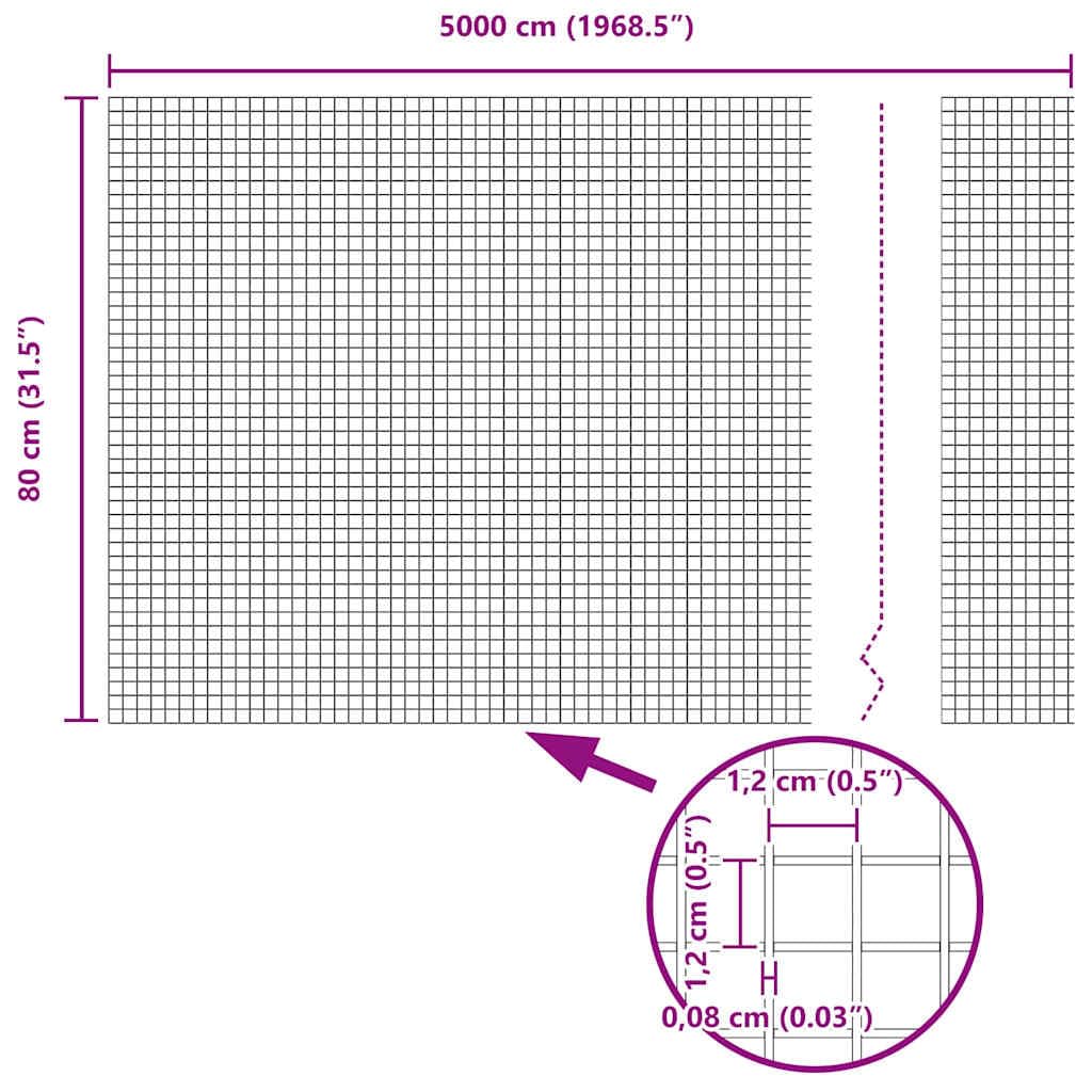 Geschweißter Drahtzaun Grün, langlebiges Zaunelement mit 5000 x 80 cm, vielseitige Nutzung als Gartenzaun und Sichtschutz, robustes Metallpaneel für Terrasse, Balkon, Vorgarten