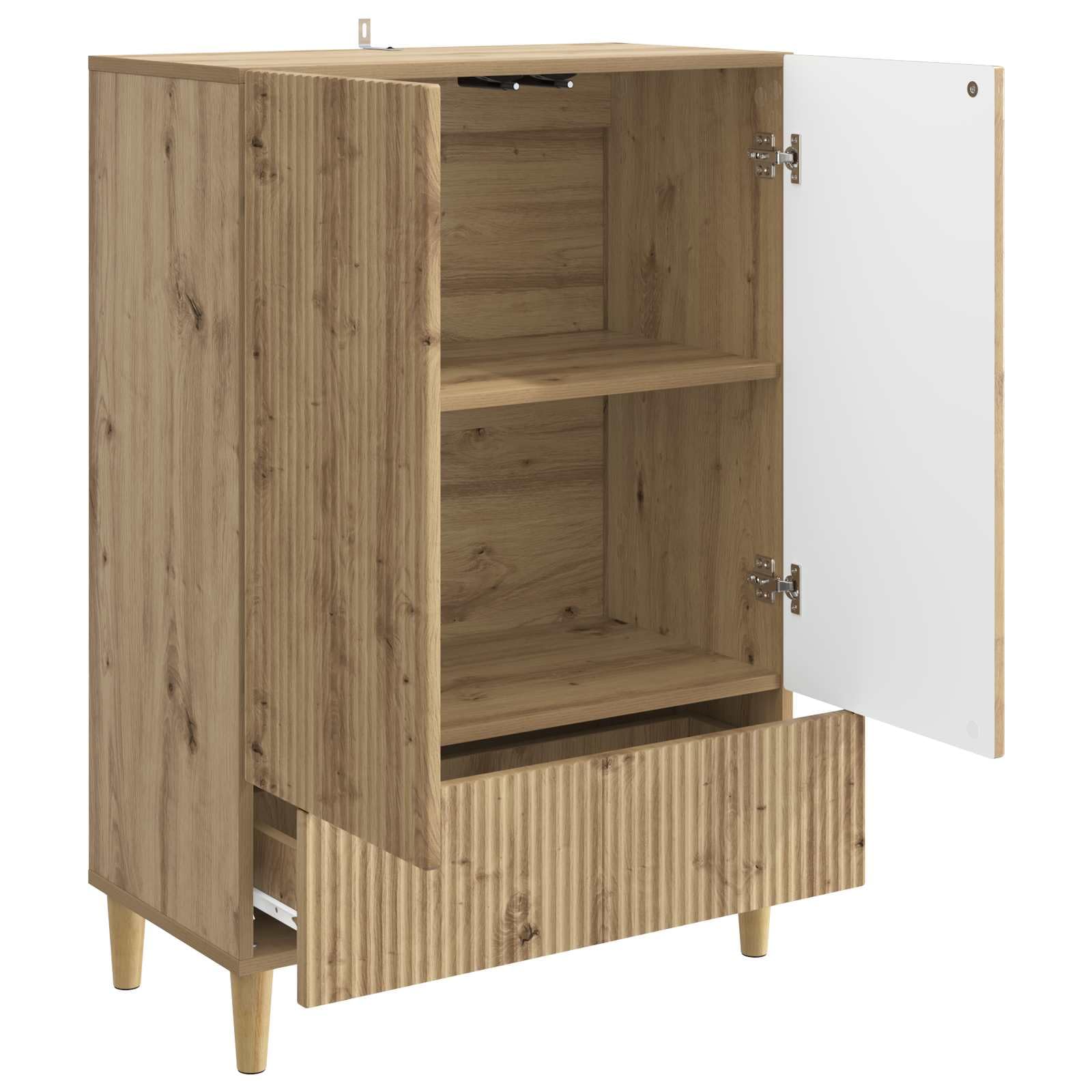 Madera de ingeniería para salón y comedor Roble artisan 66 x 34 5 x 95 cm | Aparador Roble Artisan 66x34,5x95 cm Madera Ingeniería Bufet con Puertas y Cajón para Comedor, Salón u Oficina