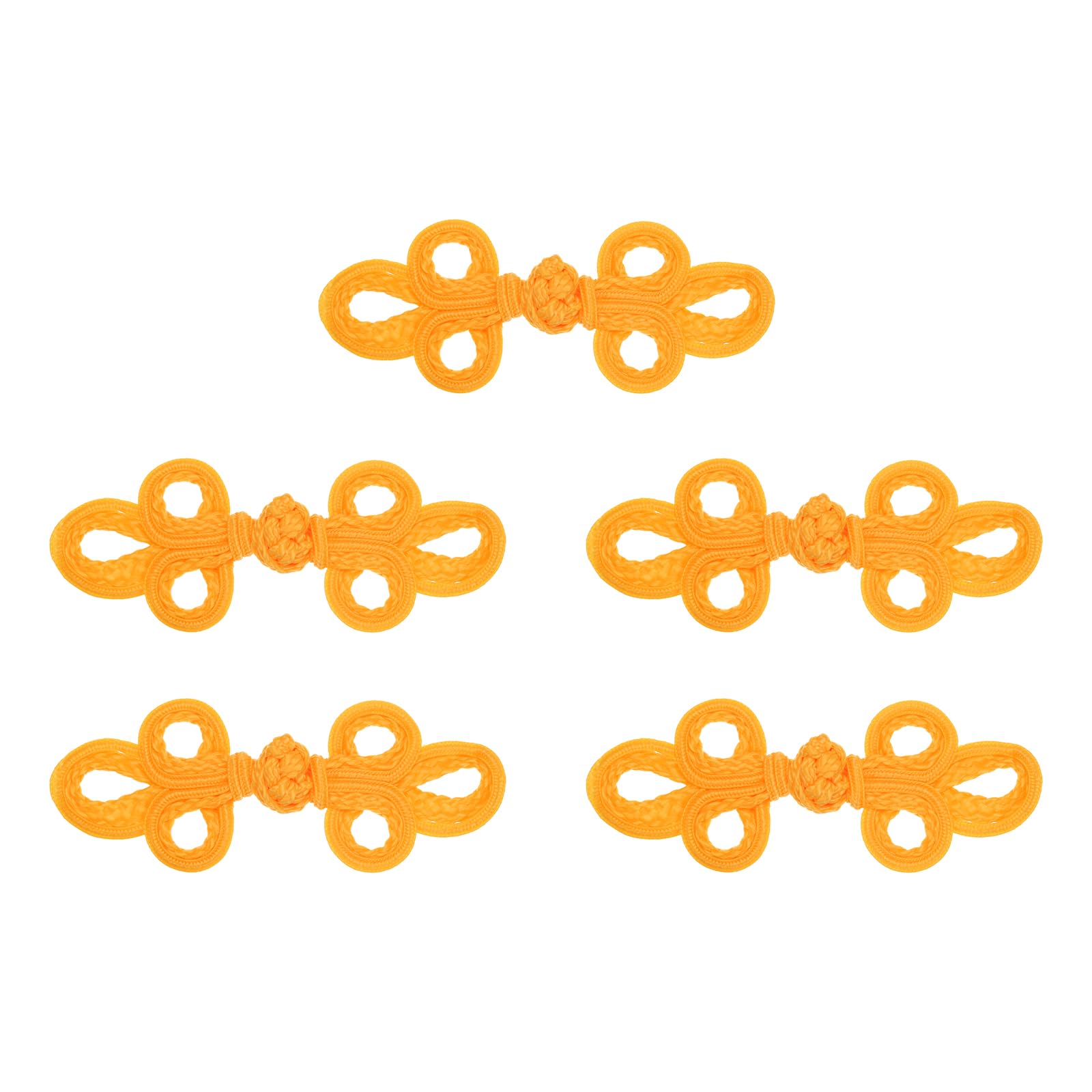 sourcing map 5 Pairs Chinese Knots Frog Buttons Closure Gold Sewing Buttons Fasteners for DIY Sewing Coats Cloak Sweater Bridal Costume Outfit