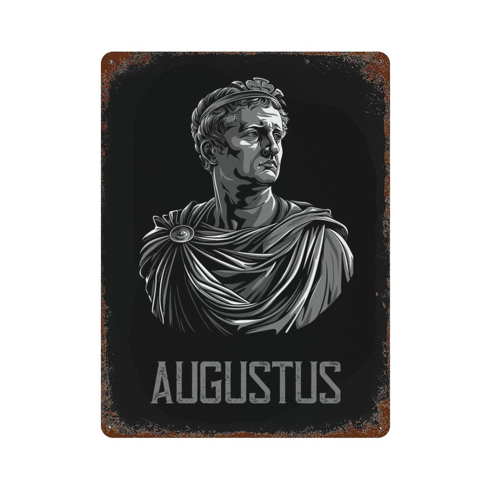 Vintage Rust Metal Sign Emperor Augustus 15.7"x11.8", Novelty Wall Decor for Garage, Bar And Workshop Decor