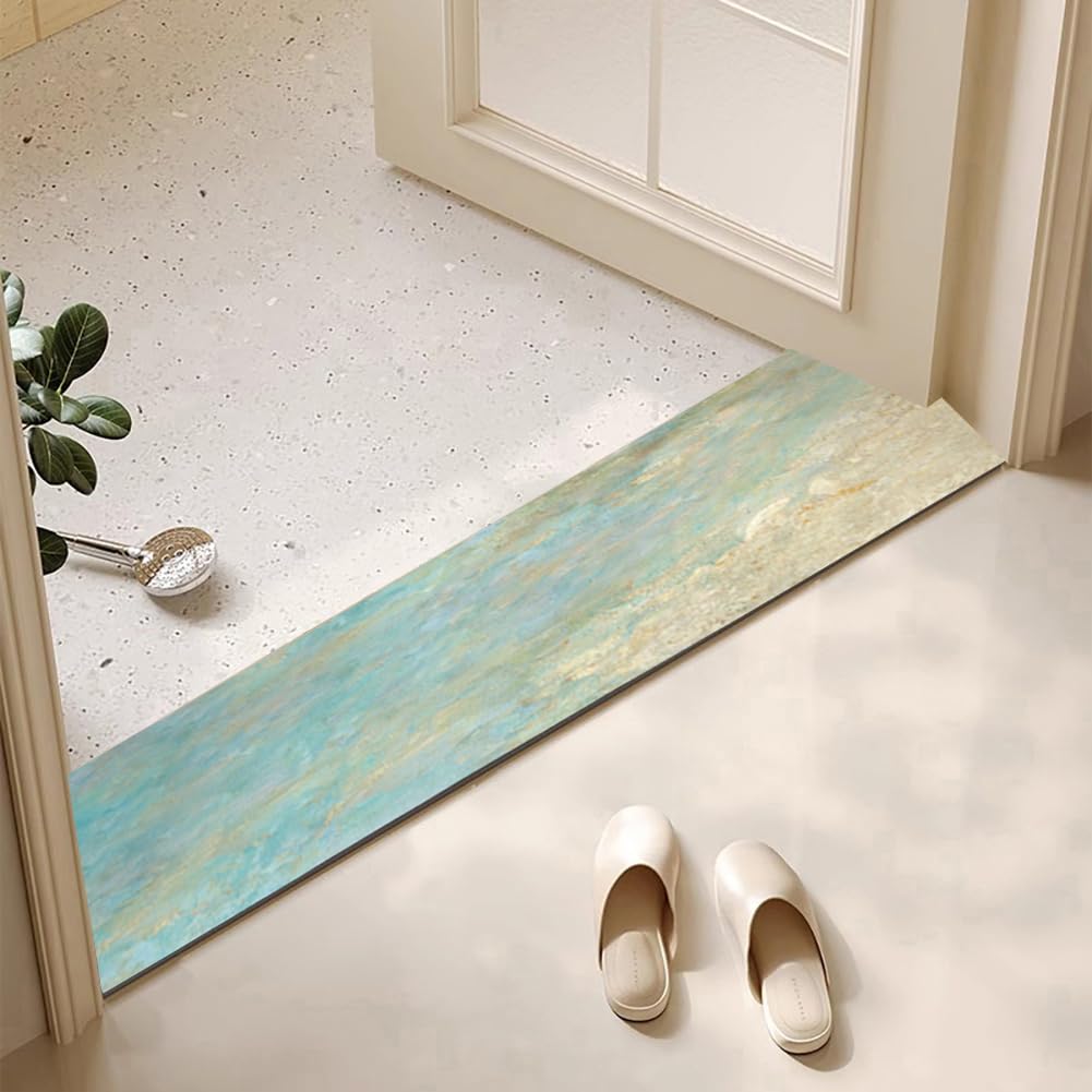 Tappeto Bagno 50x80cm,Diatomite Tappeto Antiscivolo,Tappeto Doccia Super Assorbente,Tappeti Cucina Lavabile per Cucine,Scrivanie,Bagni (Multicolore D)