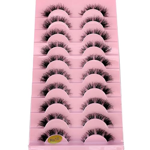 Miniatura 10 de HBZGTLAD 10 pares de pestañas postizas de visón 3D, hechas a mano, pestañas largas finas, esponjosas, herramientas de maquillaje de ojos naturales