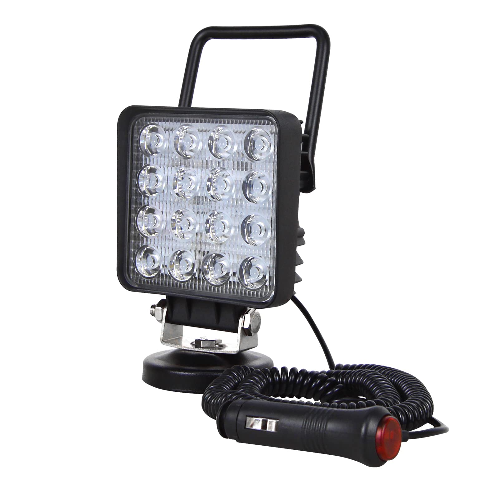 PICAA Przenośna lampa robocza LED z magnetyczną podstawą kwadratową, 10 cm 48W wiązka zalewowa, 6000K biała 12V 24V lampa przeciwmgielna do jazdy, listwy świetlne do samochodu offroad 4x4 ciężarówki