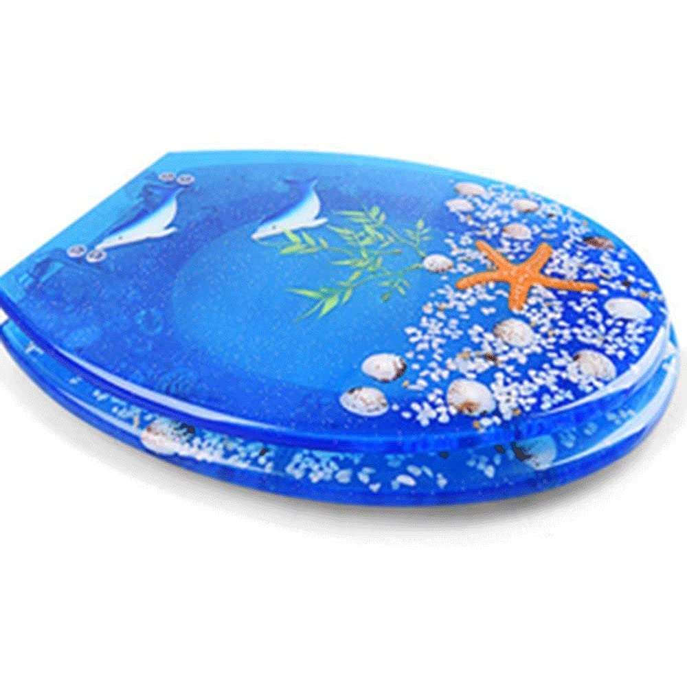 MOBYGKFY Toilet Lid-European Transparent Resin Seat Vintage Descending Mute Cover Thickening