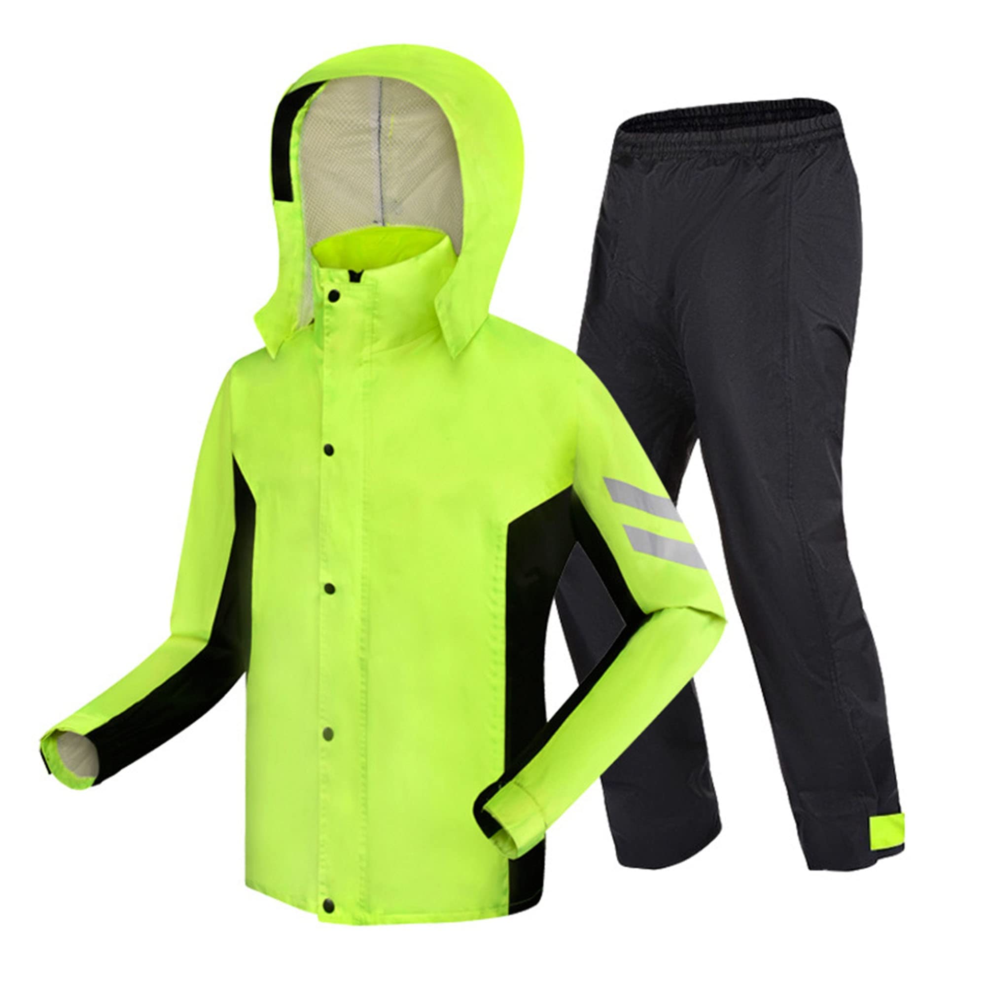 Combinaison de Veste de Pluie Imperméable à l'eau, Imperméable à Capuche Léger et Respirant pour Homme Femme, Manteau Imperméable Réfléchissants pour Le Cyclisme, la Randonnée