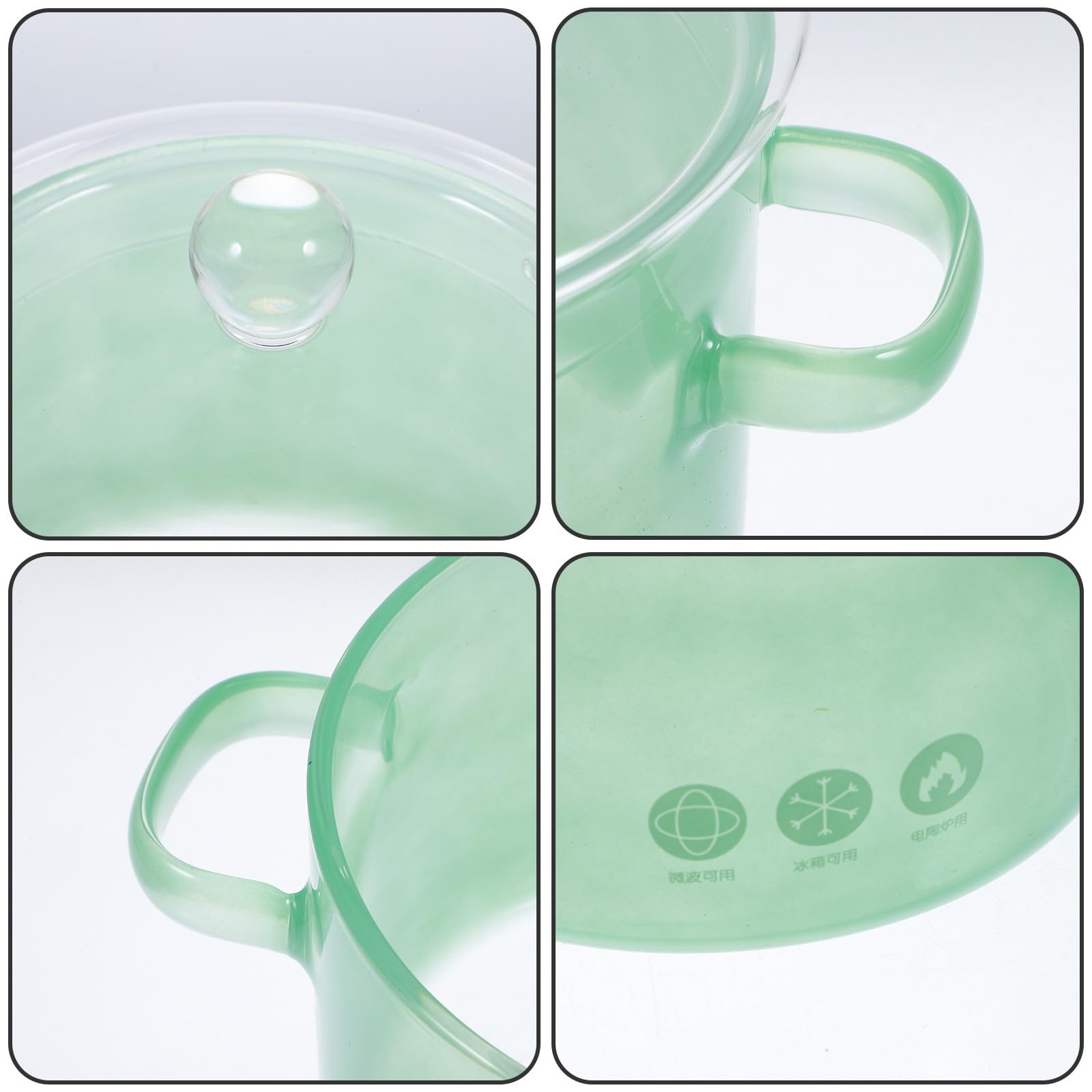 Olla de Vidrio para Pasta de 1500ml con Doble Asa Verde