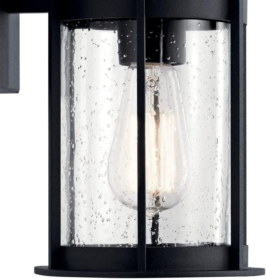 Kichler Camillo 11 Inch 1 Light Wall Light with Clear Seeded Glass in Black