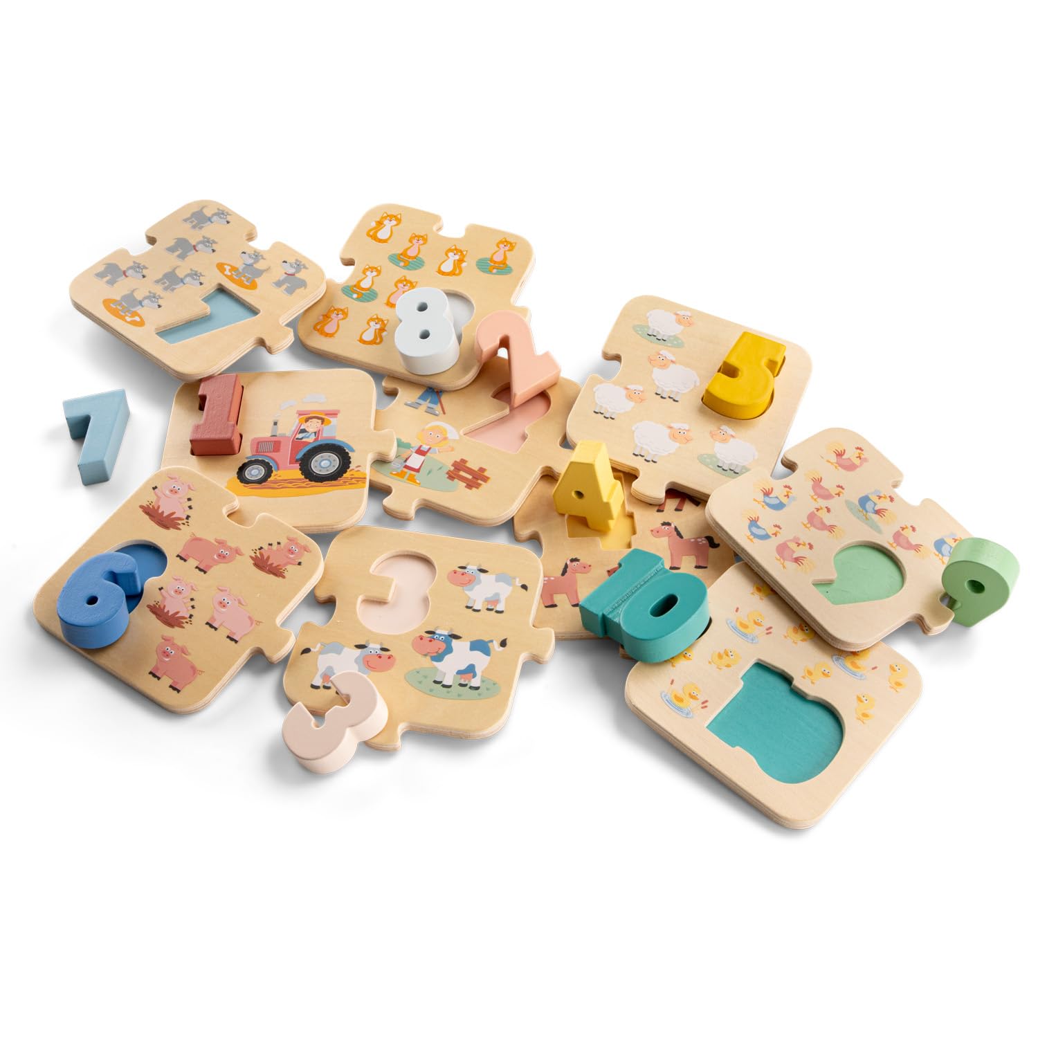 Woet Wooden Number Puzzle, FSC Certified Preschool Counting Toy for Toddlers 24 Months+ - Image 3