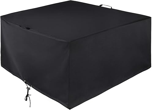Unicook Funda cuadrada para hoguera de 38 pulgadas, resistente e impermeable, cubierta para fogata al aire libre con cordón y asas, material