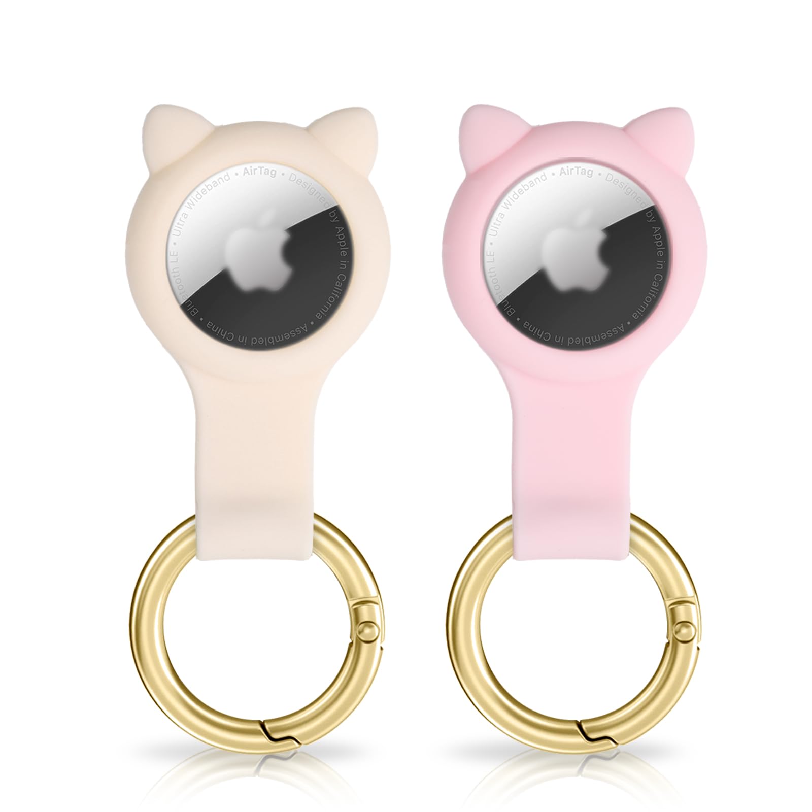 Watbro [2 Pack] Cute Airtag Holder Air tag Keychain for AirTag Tracker,Protective AirTag Case with Anti-Lost Keychain,Anti-Drop Scratch Airtag Holder Keychain Accessories for Kids Pets Backpacks