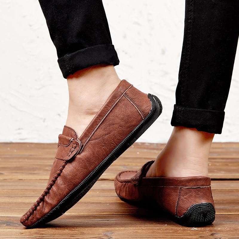 Mens Loafers Round Toe Vegan Leather Loafer Shoe Anti-Slip Flat Heel Comfortable Fashion Slip-on4