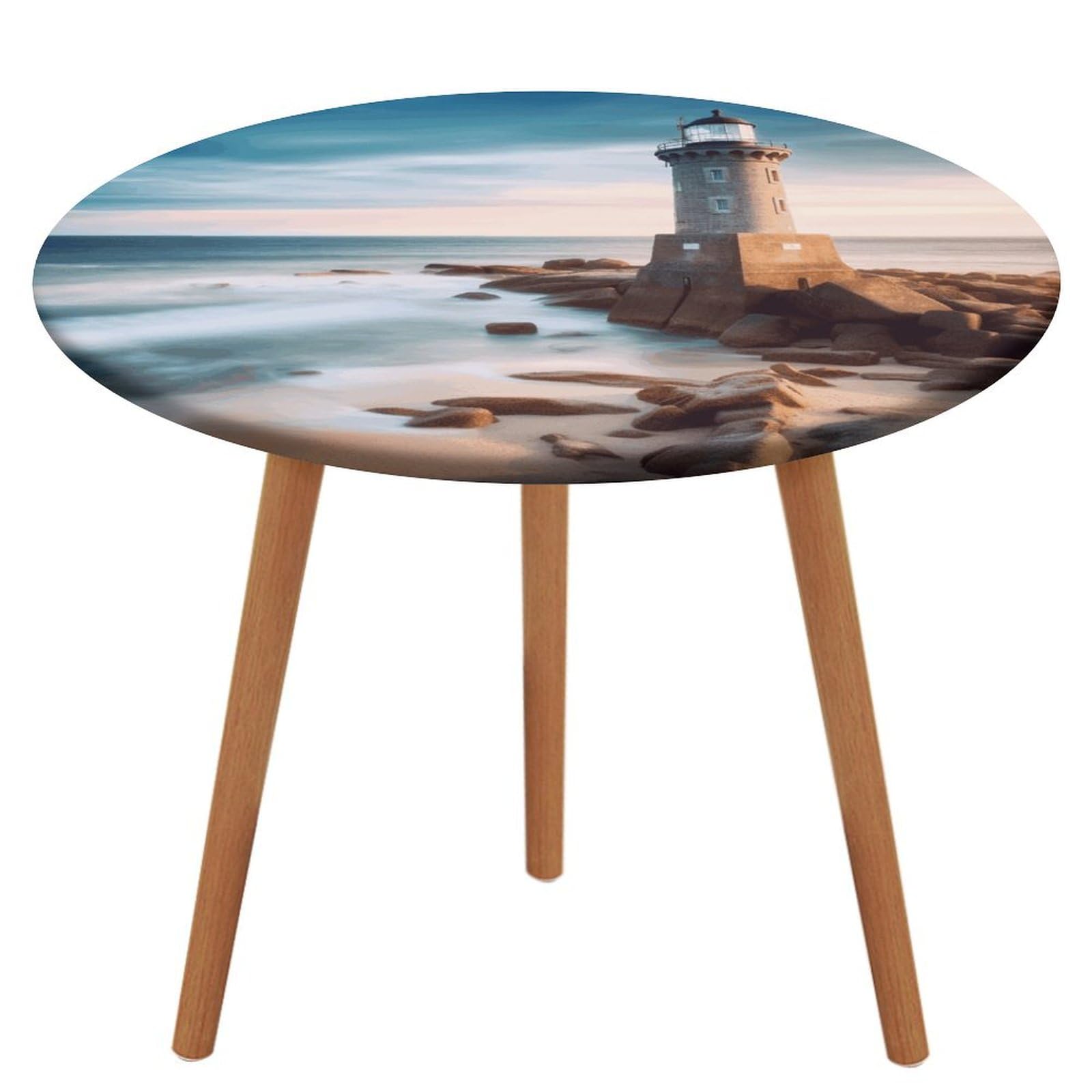 Nappe ronde phare de plage pour repas sur la terrasse et pique-nique en camping