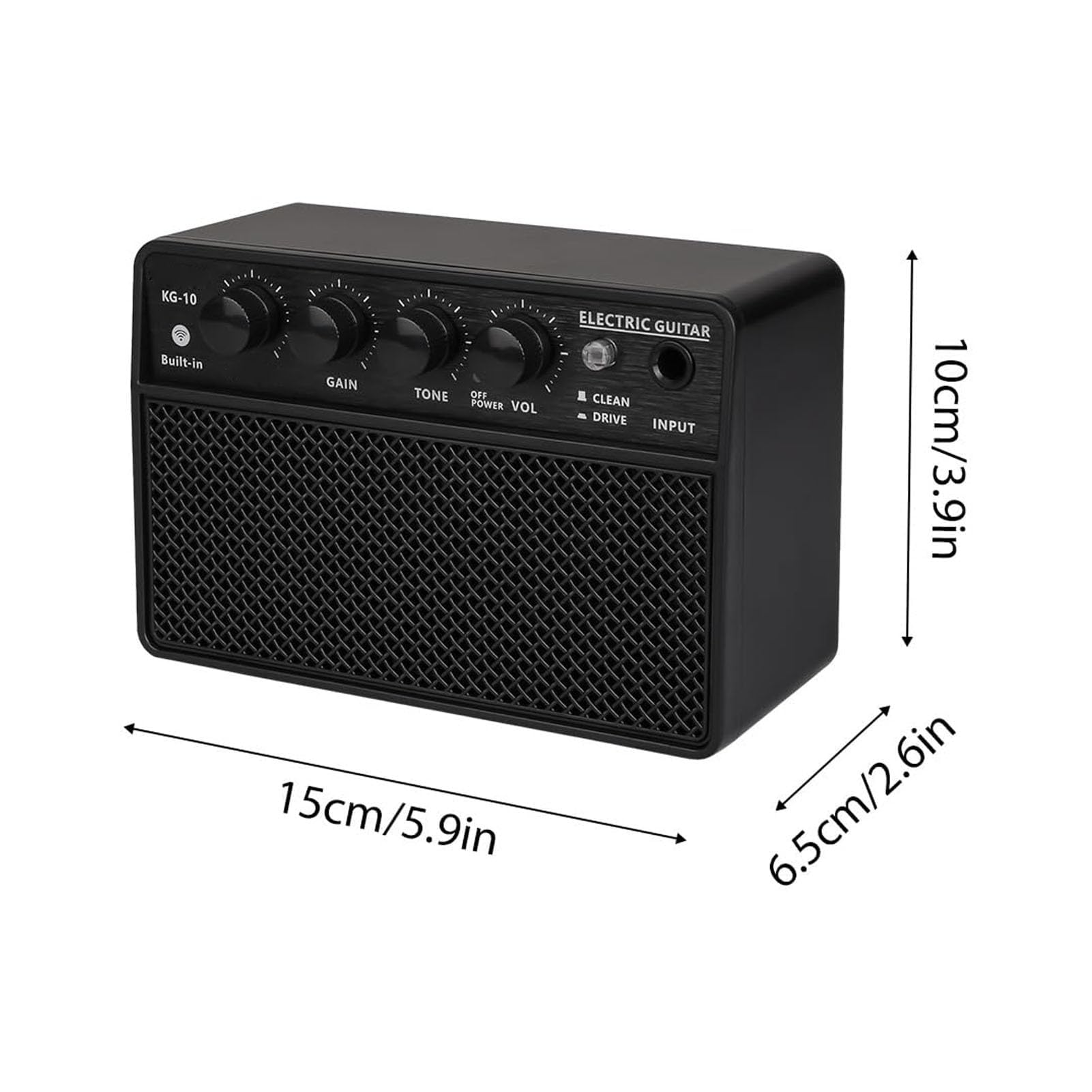 Ejoyous Mini Amplificatore per Chitarra, Amplificatore per Chitarra Elettrica Portatile Ricaricabile con di Comando Puliti da 10 W
