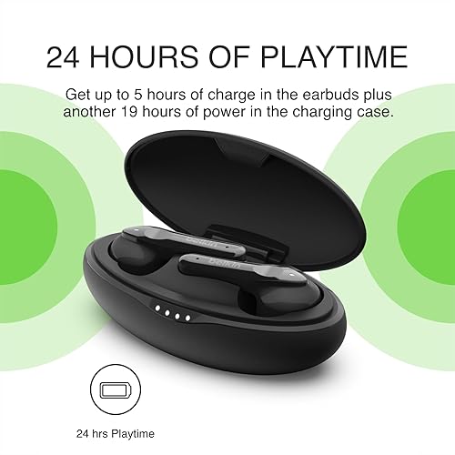 Miniatura 5 de Belkin SOUNDFORM Move Plus, auriculares Bluetooth con micrófono, auriculares inalámbricos portátiles con funda de carga inalámbrica, auriculares