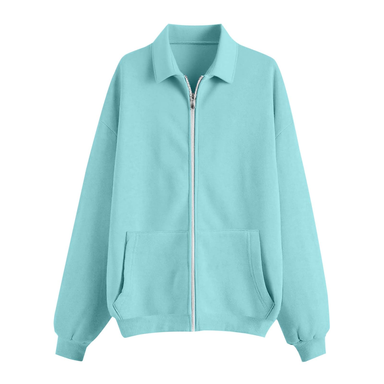 Generico di Cotone Leggero con Zip Donna - Oversize Hoodie Donna | Termica Abbigliamento Autunno Moda Manica Lunga Top Tasche Tunica Party Felpe Invernali Primaverile Outdoor