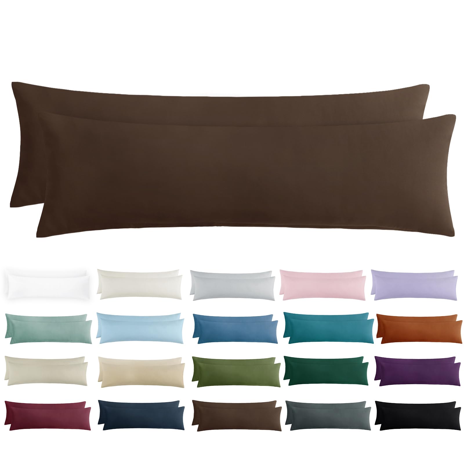 Tifschlaf Seitenschläferkissen Bezug 40 x 145 - Kissenbezug 40x145 Seitenschläfer Kopfkissenbezug 2er Set Braun mit Reißverschluss aus Mikrofaser Weich, 145x40 cm Pillow Case