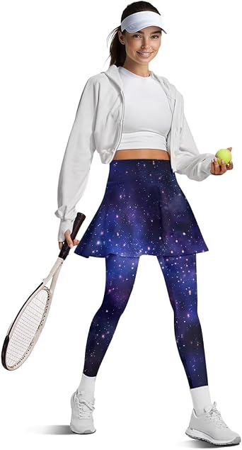 Womens Tennis Skirted Leggings Golf Skorts Yoga Leggings with Skirts Flowy Workout Athletic Pickleball Clothes