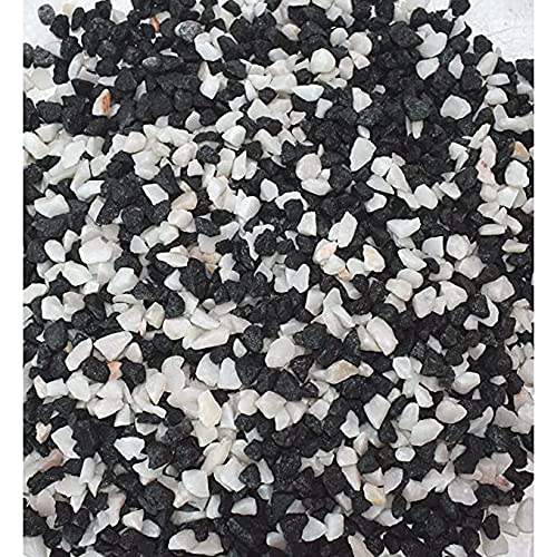 Image of Decorative Stones Marble Chips Pebble Stones for Aquarium Home Garden Indoor & Outdoor Decoration (White&Black, 4900gm)