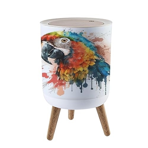 LGCZNWDFHTZ Bote de basura pequeño con tapa para baño, cocina, oficina, bozal de guacamayo, acuarela, colorido, para dormitorio, basura, cesta de LGCZNWDFHTZ Bote de basura pequeño con tapa para baño, cocina, oficina, bozal de guacamayo, acuarela, colorido, para dormitorio, basura, cesta de
